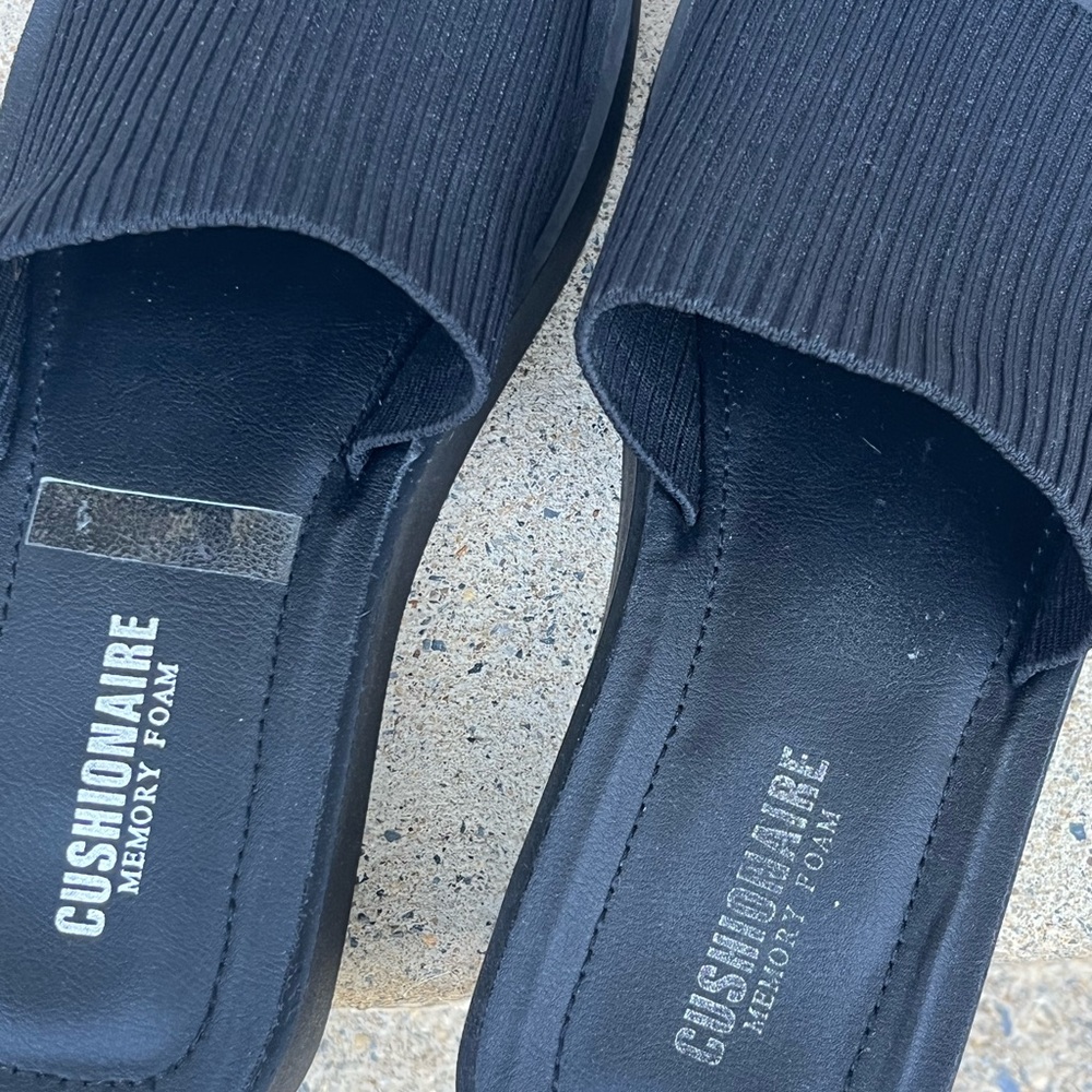 Cushionaire Memory Foam Slides, Black Size 10 - image 2